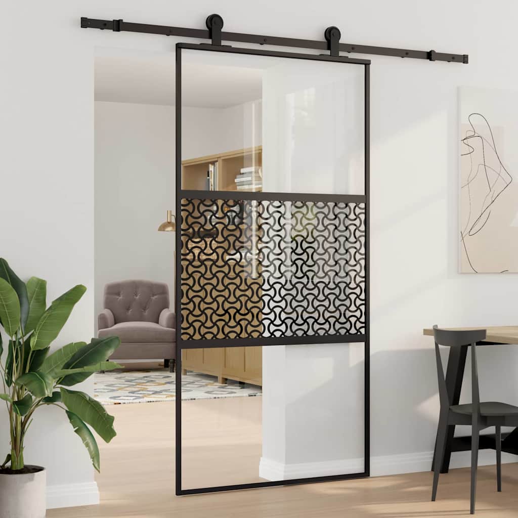 Vidaxx puerta de cristal calado negro 90 x 2 x 205 cm aluminio