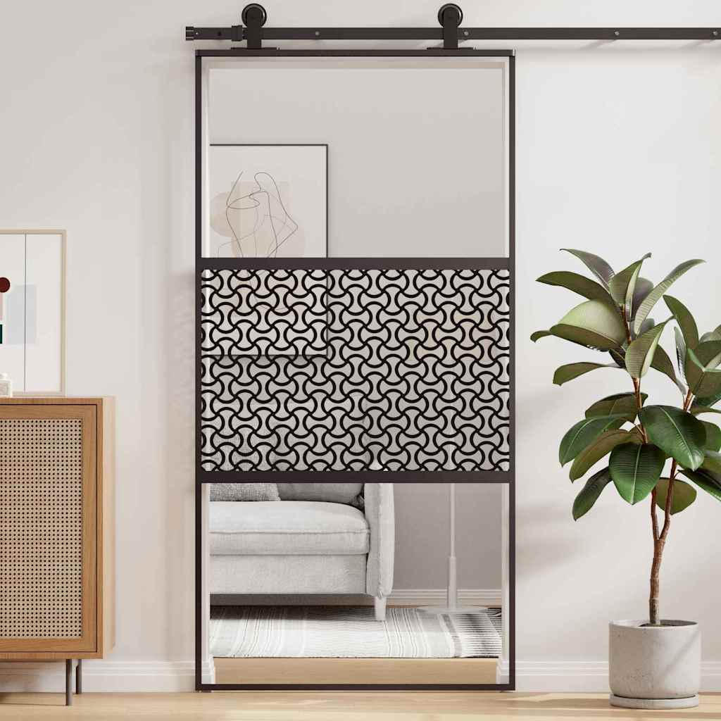 Vidaxx puerta de cristal calado negro 90 x 2 x 205 cm aluminio