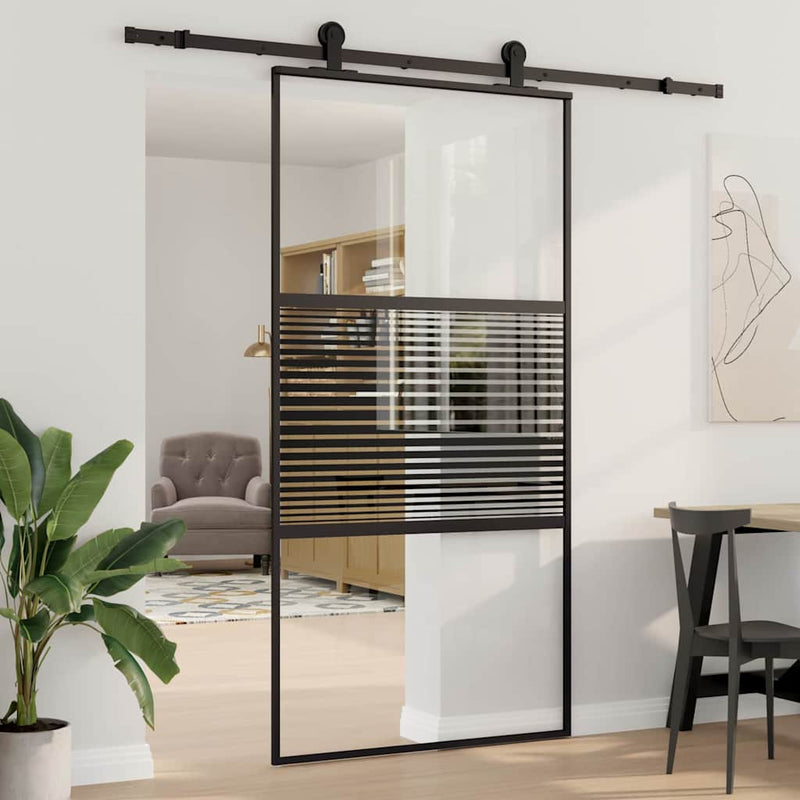 Vidaxx puerta de cristal rayada negro 90 x 2 x 205 cm aluminio