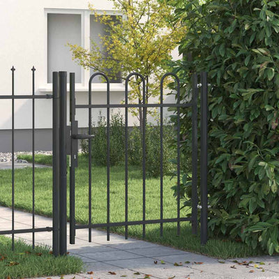 Puerta de valla Vidaxx con cerradura gris 103 x 150 cm acero con recubrimiento en polvo