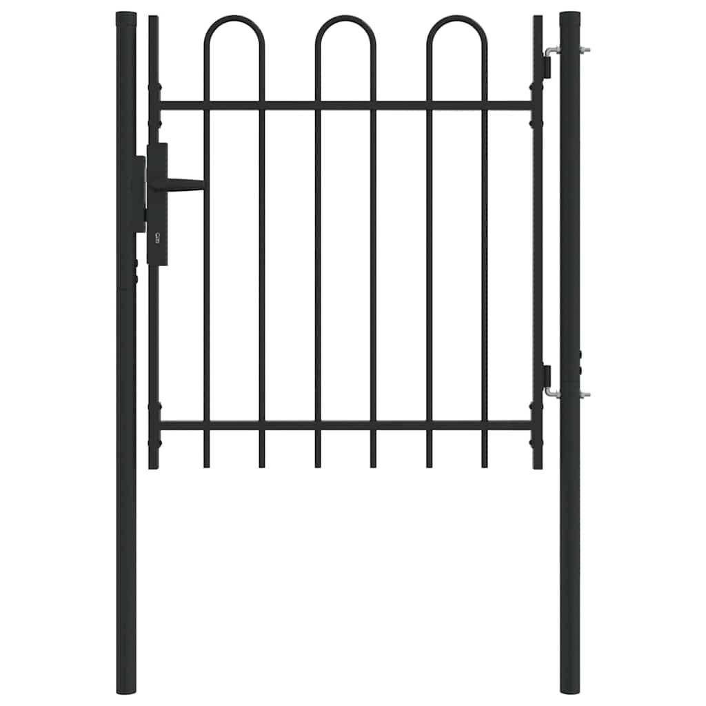Puerta de valla Vidaxx con cerradura gris 103 x 150 cm acero con recubrimiento en polvo