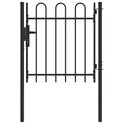 Puerta de valla Vidaxx con cerradura gris 103 x 150 cm acero con recubrimiento en polvo