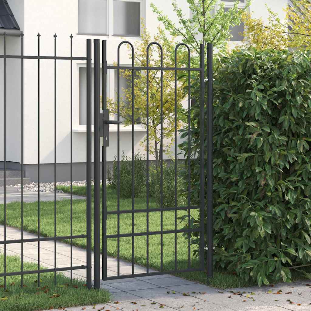 Vidaxl hekpoort met slot grijs 103 x 225 cm gepoedercoat staal