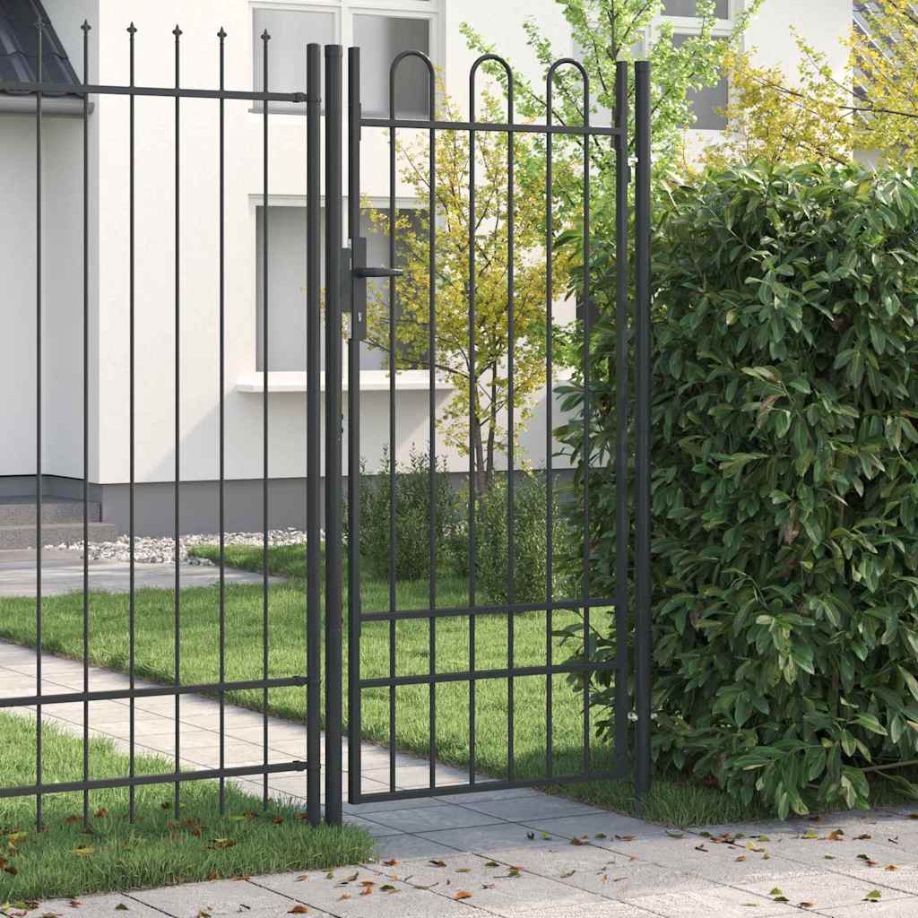 Vidaxl hekpoort met slot grijs 103 x 250 cm gepoedercoat staal