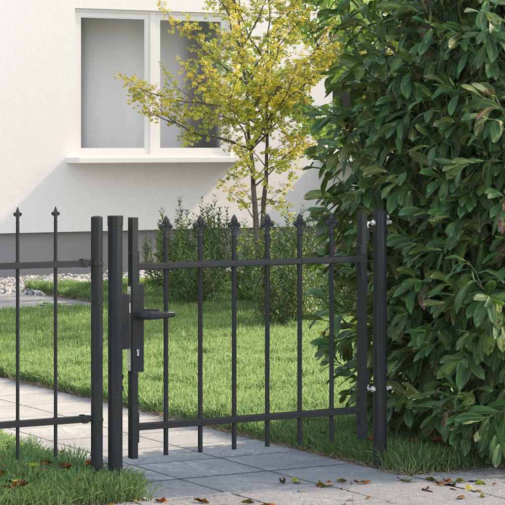 Vidaxl hekpoort met slot grijs 103 x 250 cm gepoedercoat staal