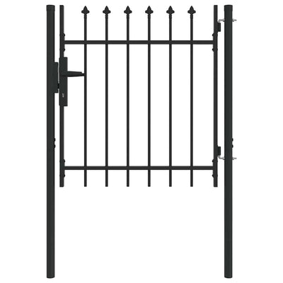 Puerta de valla Vidaxx con cerradura gris 103 x 150 cm acero con recubrimiento en polvo