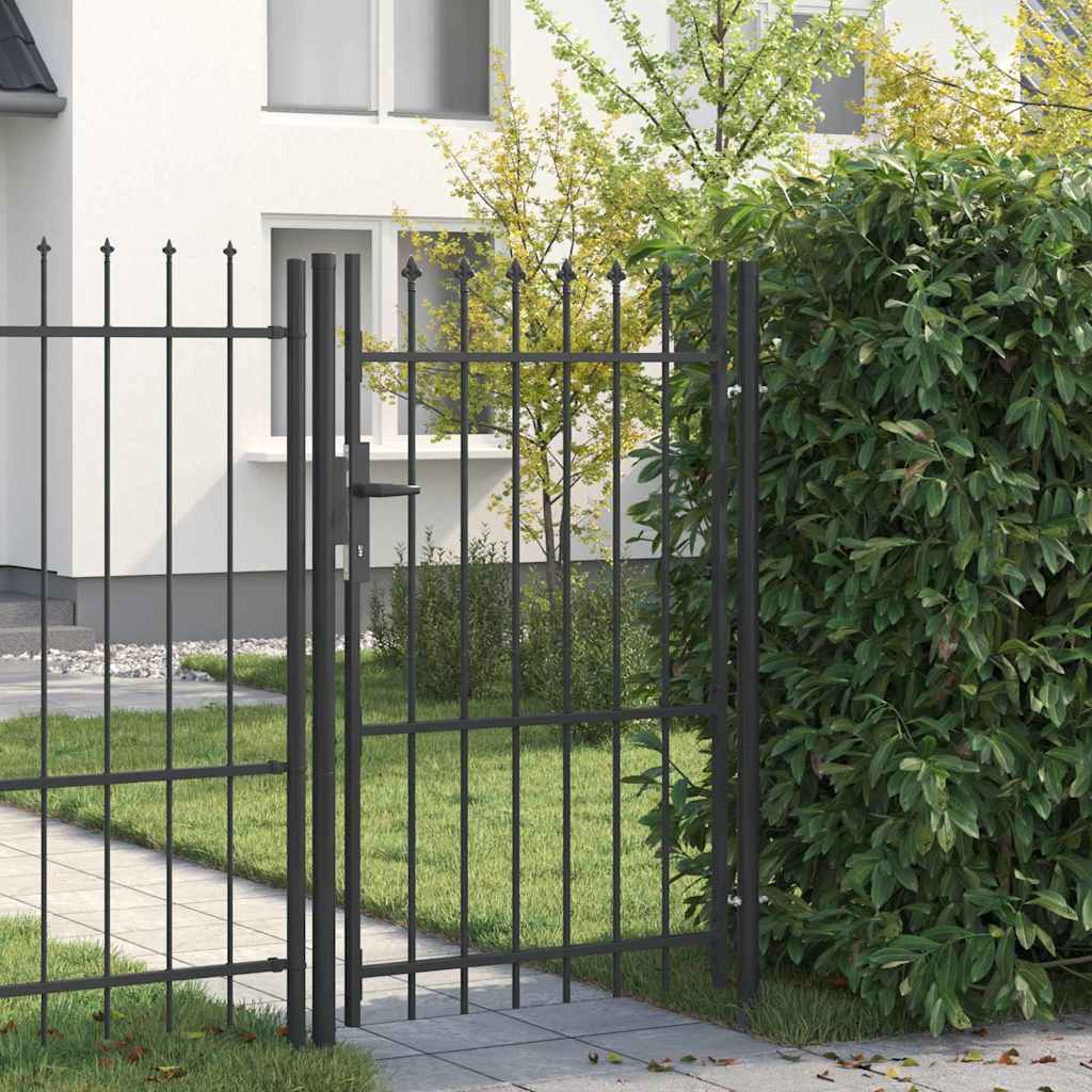 Vidaxl hekpoort met slot grijs 103 x 200 cm gepoedercoat staal