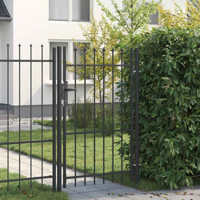 Puerta de valla Vidaxx con cerradura gris 103 x 200 cm acero con recubrimiento en polvo