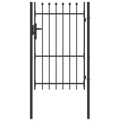 Puerta de valla Vidaxx con cerradura gris 103 x 200 cm acero con recubrimiento en polvo