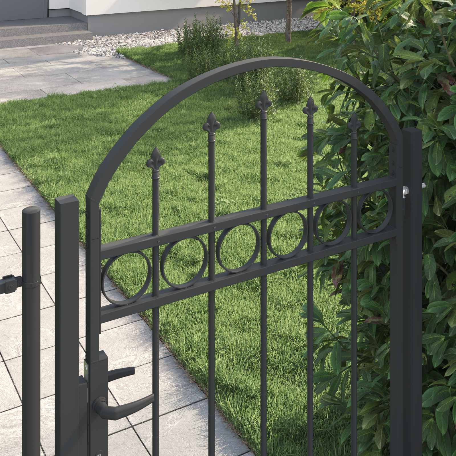 Vidaxl hekpoort met slot grijs 100 x 150 cm gepoedercoat staal