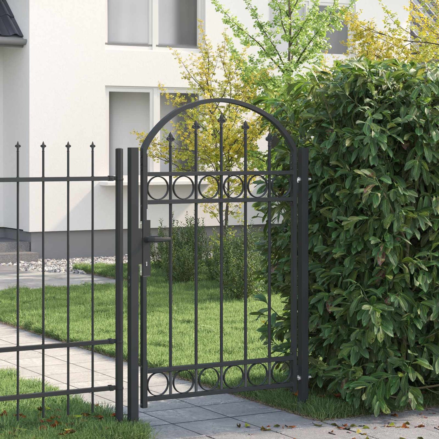Vidaxl hekpoort met slot grijs 100 x 150 cm gepoedercoat staal