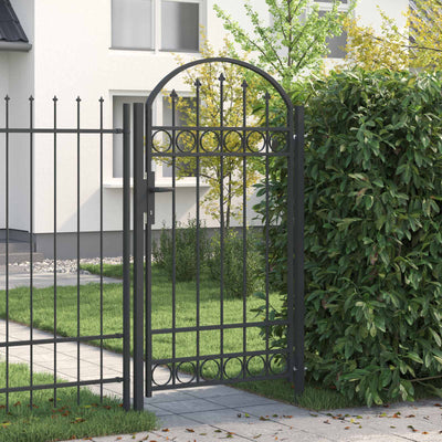 Puerta de valla Vidaxx con cerradura gris 100 x 175 cm acero con recubrimiento en polvo
