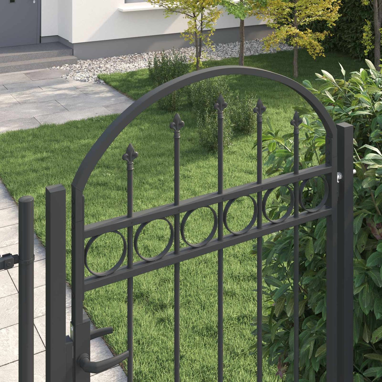 Vidaxl hekpoort met slot grijs 100 x 195 cm gepoedercoat staal