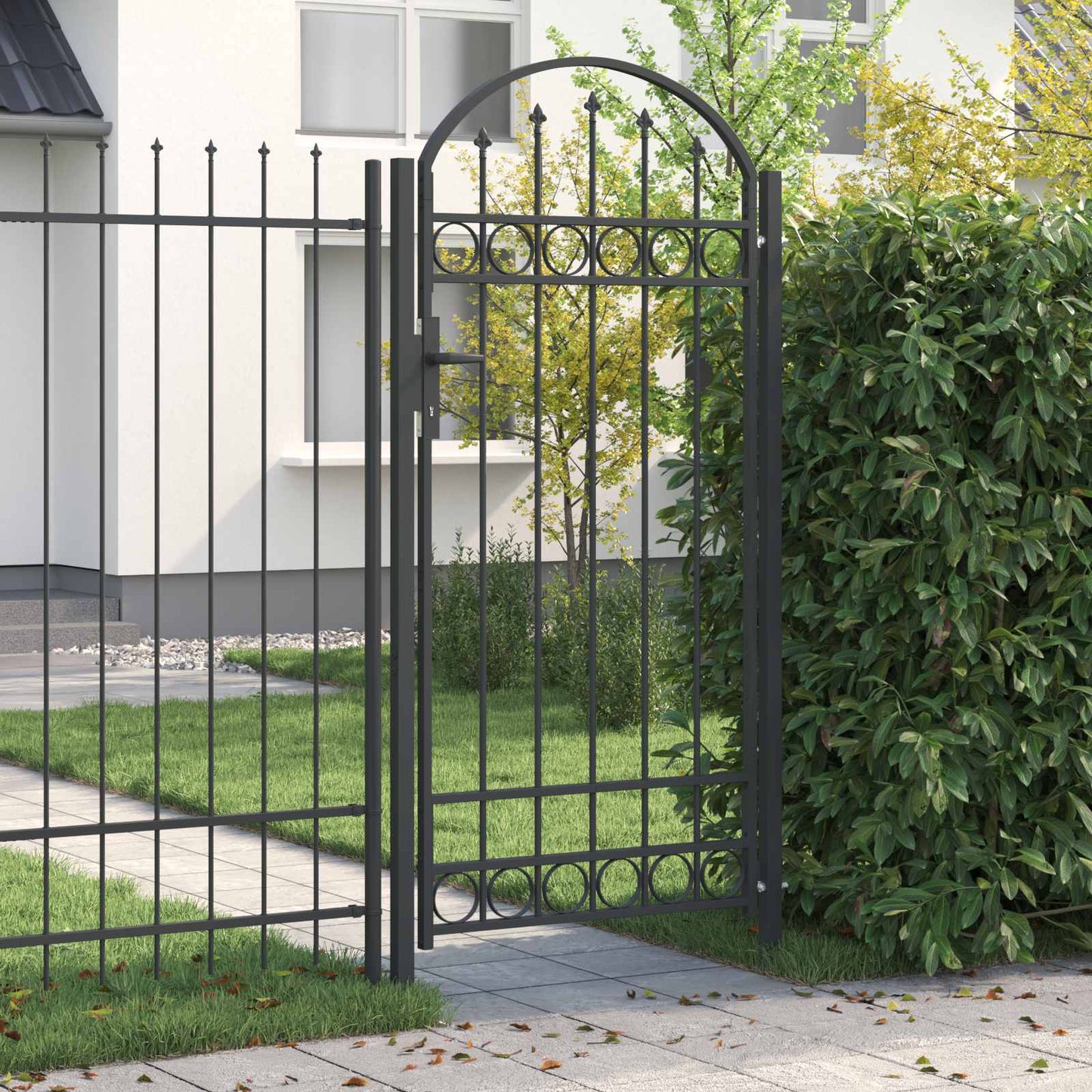 Vidaxl hekpoort met slot grijs 100 x 195 cm gepoedercoat staal