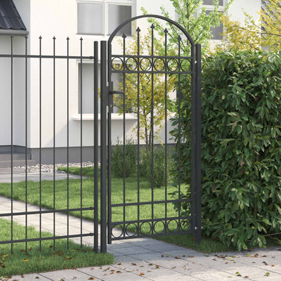 Puerta de valla Vidaxx con cerradura gris 100 x 195 cm acero con recubrimiento en polvo