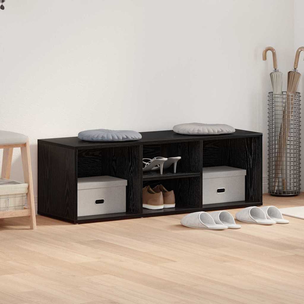 Vidaxl banco zapatero roble negro 102 x 35 x 35 cm madera contrachapada