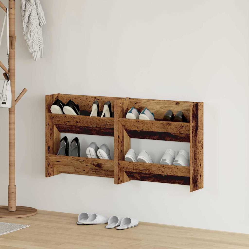 VidaXL zapatero 2 piezas madera vieja 60 x 18 x 60 cm madera procesada