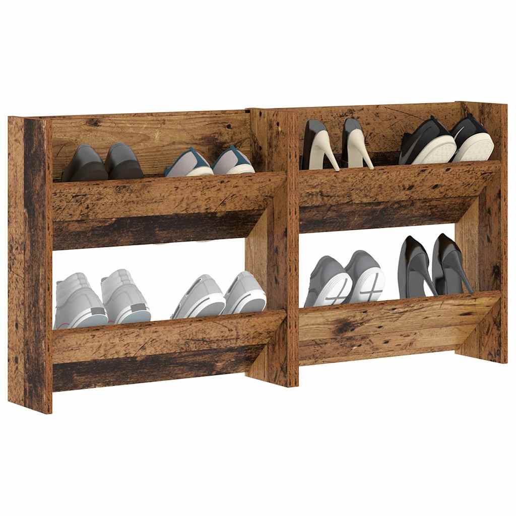 VidaXL zapatero 2 piezas madera vieja 60 x 18 x 60 cm madera procesada