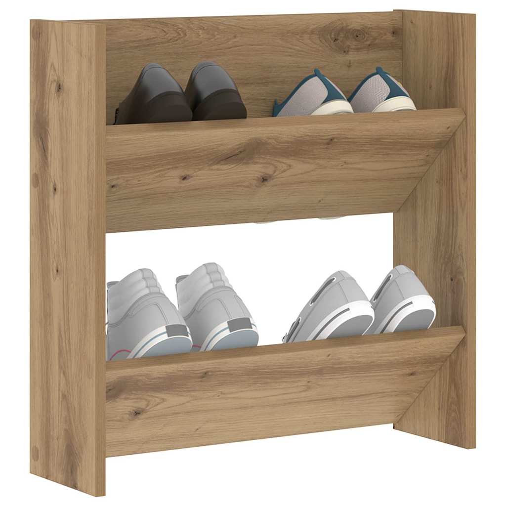 Vidaxl schoenenkast artisan eiken 60 x 18 x 60 cm bewerkt hout