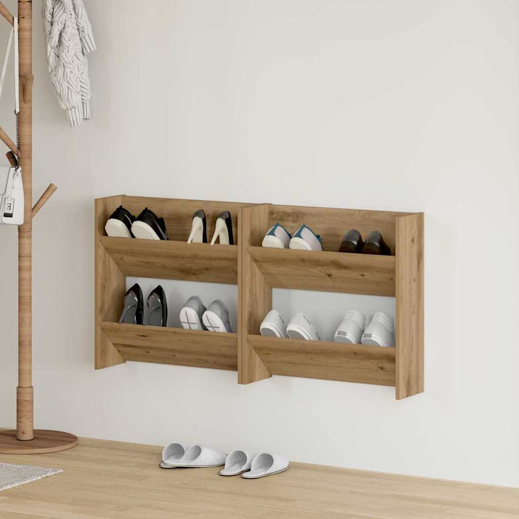 Vidaxl schoenenkast 2 pcs artisan eiken 60 x 18 x 60 cm bewerkt hout