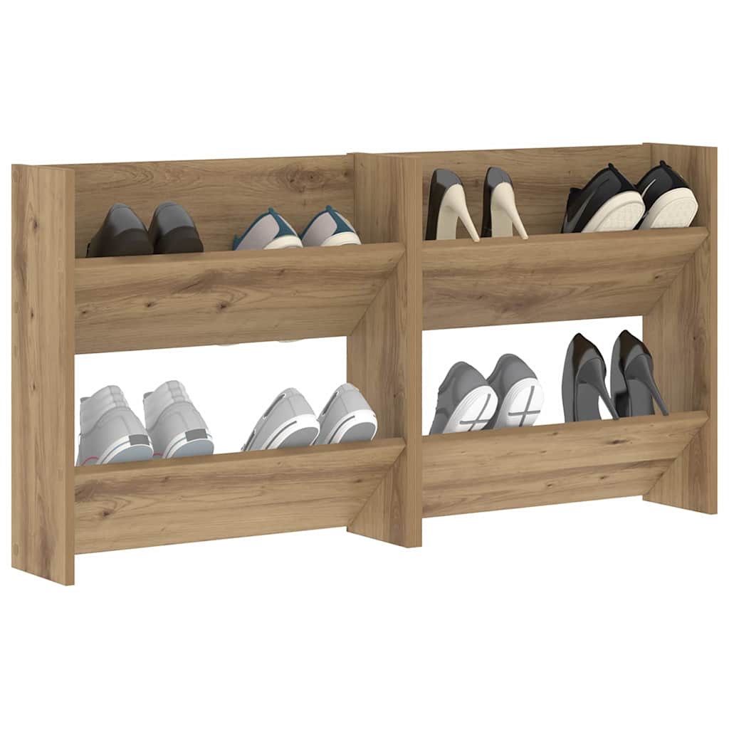 Vidaxl schoenenkast 2 pcs artisan eiken 60 x 18 x 60 cm bewerkt hout