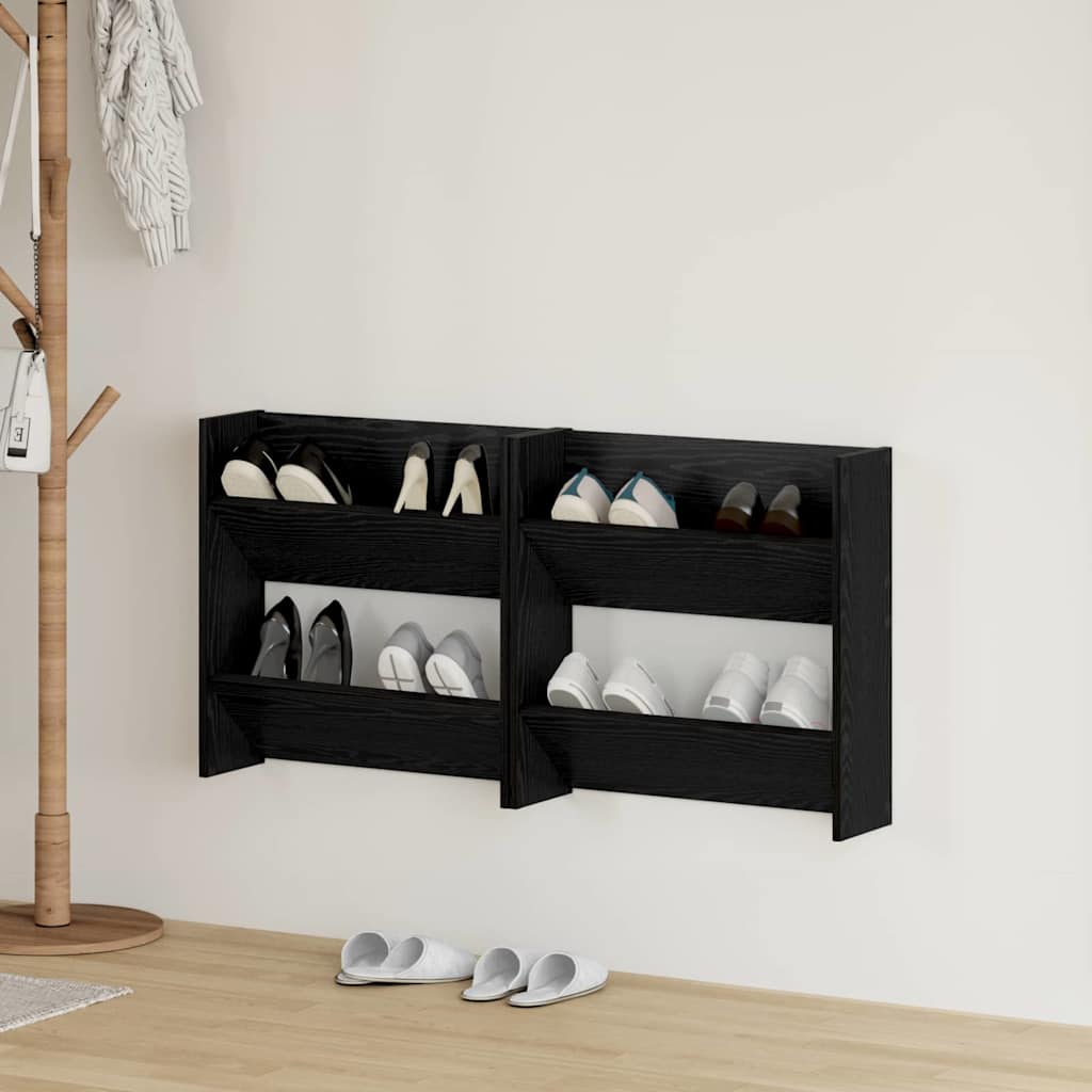 Scarpiera Vidaxx 2 pezzi rovere nero 60 x 18 x 60 cm in MDF