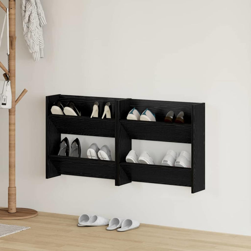 Scarpiera Vidaxx 2 pezzi rovere nero 60 x 18 x 60 cm in MDF