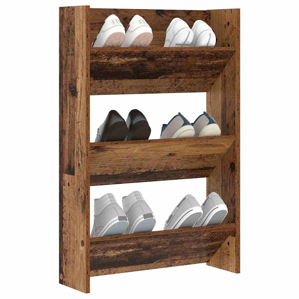 Vidaxl schoenenkast met plank oudhout 60 x 18 x 90 cm bewerkt hout