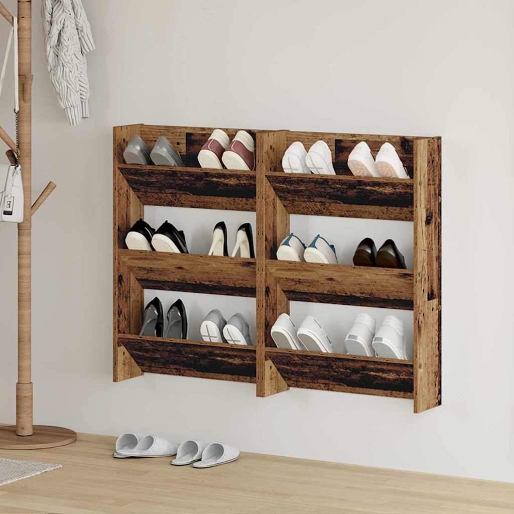 Vidaxx zapatero 2 piezas madera vieja 60 x 18 x 90 cm madera procesada