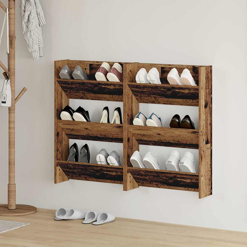 Vidaxx zapatero 2 piezas madera vieja 60 x 18 x 90 cm madera procesada