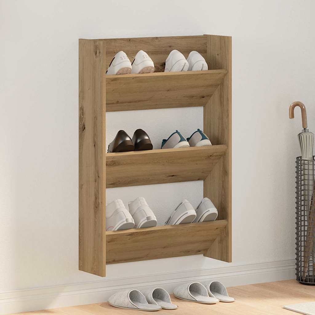 Vidaxl schoenenkast artisan eiken 60 x 18 x 90 cm bewerkt hout