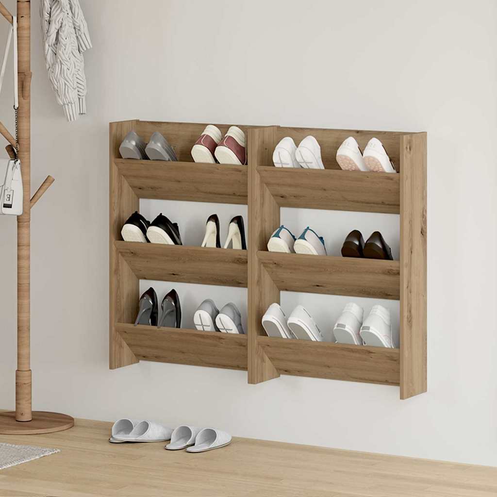 Vidaxl schoenenkast 2 pcs artisan eiken 60 x 18 x 90 cm bewerkt hout