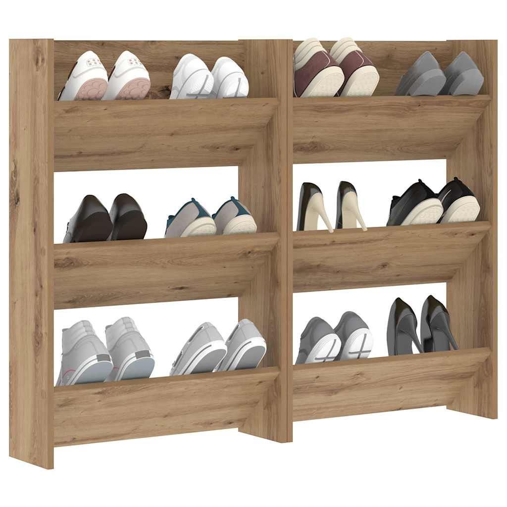 VidaXL zapatero 2 piezas roble artesanal 60 x 18 x 90 cm madera contrachapada