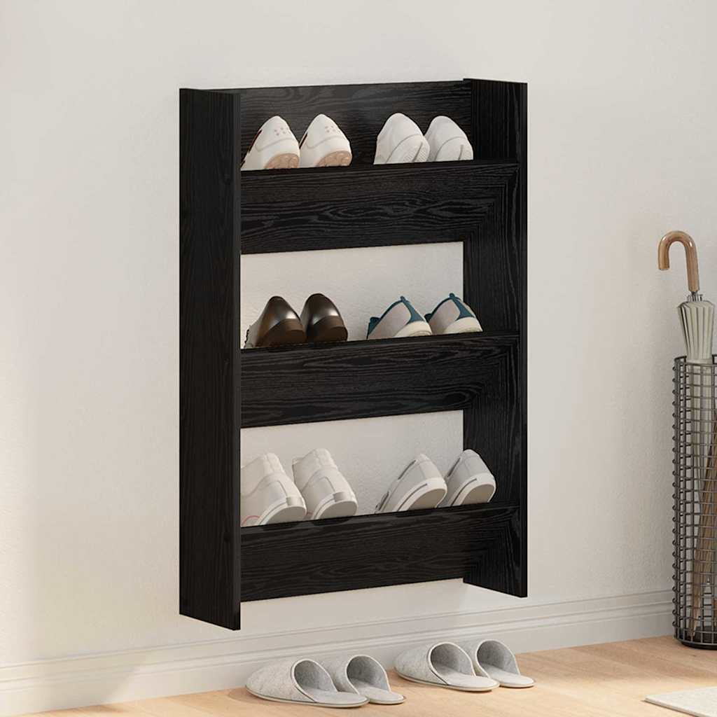 Scarpiera VidaXL con ripiano rovere nero 60 x 18 x 90 cm in MDF