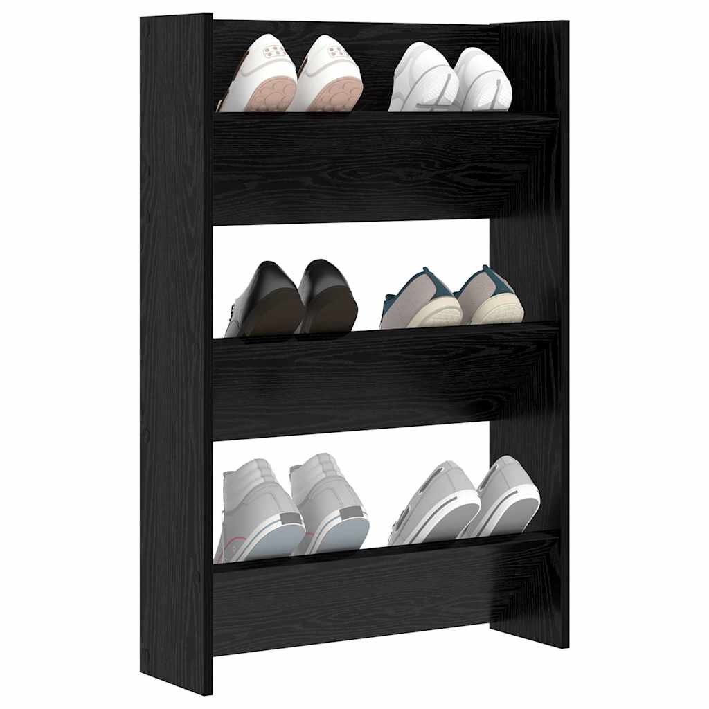 Scarpiera VidaXL con ripiano rovere nero 60 x 18 x 90 cm in MDF