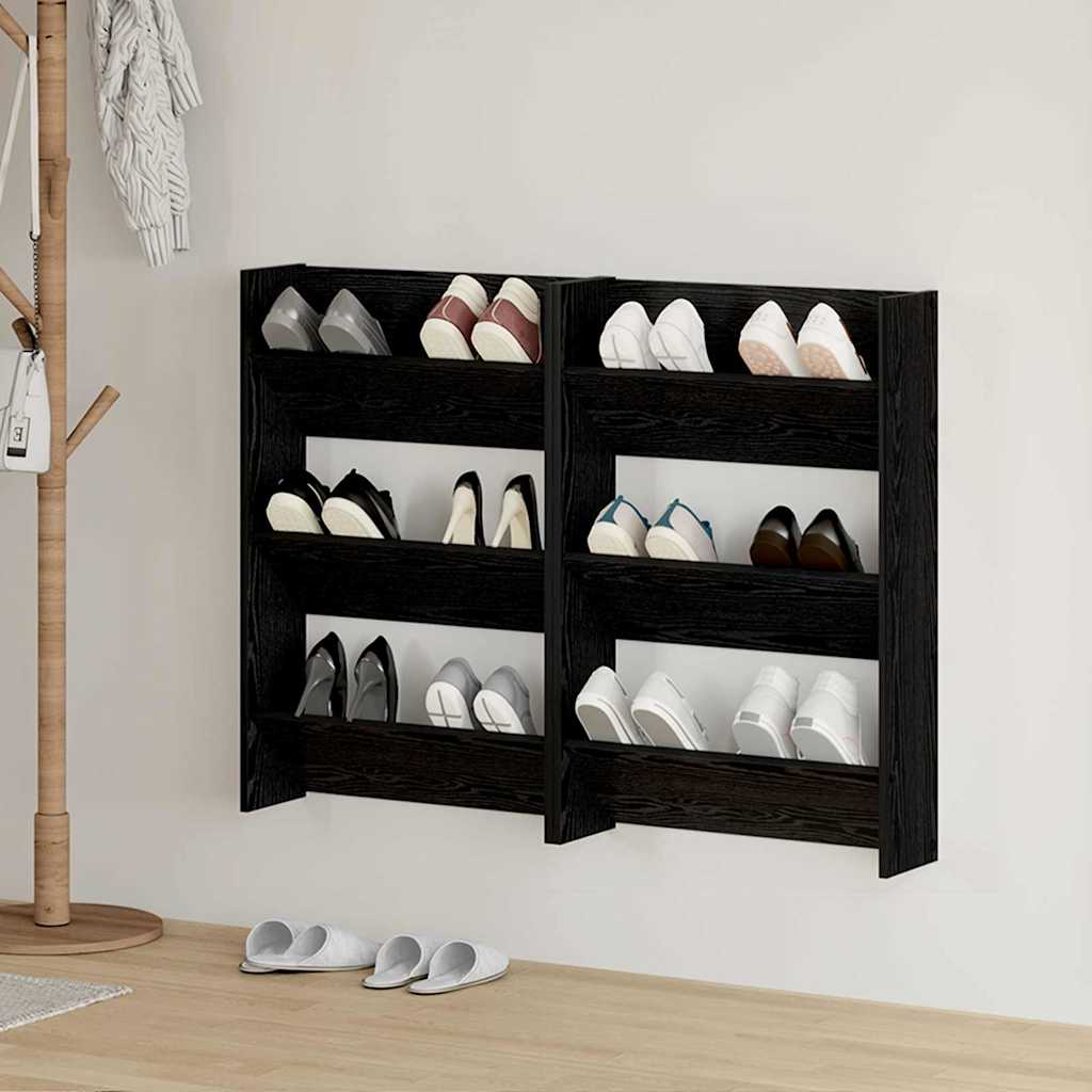 Scarpiera Vidaxx 2 pezzi rovere nero 60 x 18 x 90 cm in MDF