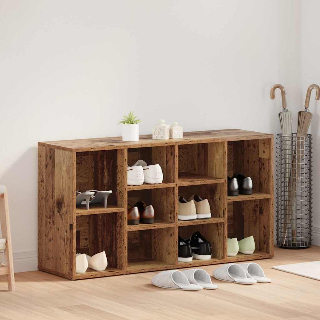 Vidaxl panca per scarpe con ripiano in legno vecchio 103 x 30 x 54,5 cm legno composito