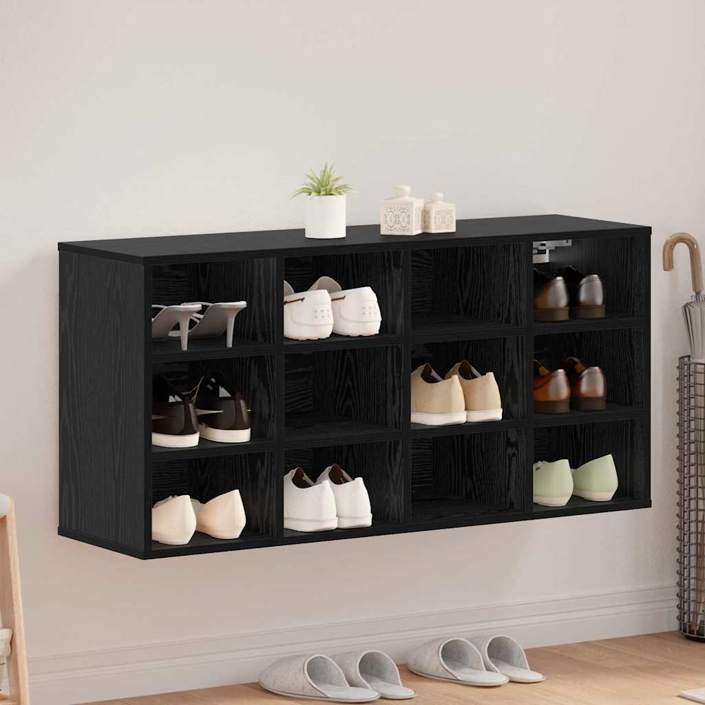 Vidaxl schoenenkast zwart eiken 103 x 30 x 51 cm bewerkt hout