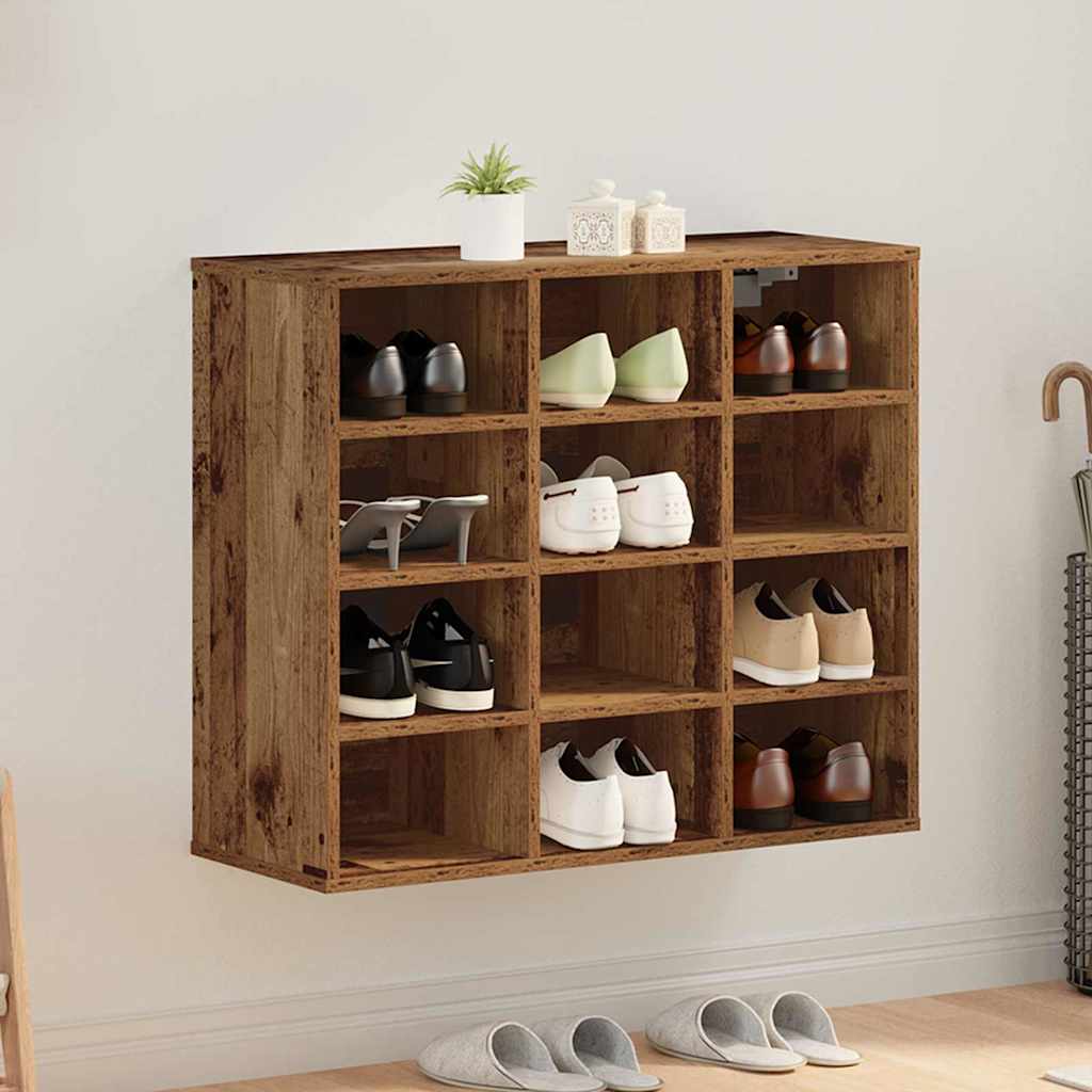 Vidaxx zapatero con estante madera vieja 77,5 x 30 x 67 cm madera procesada