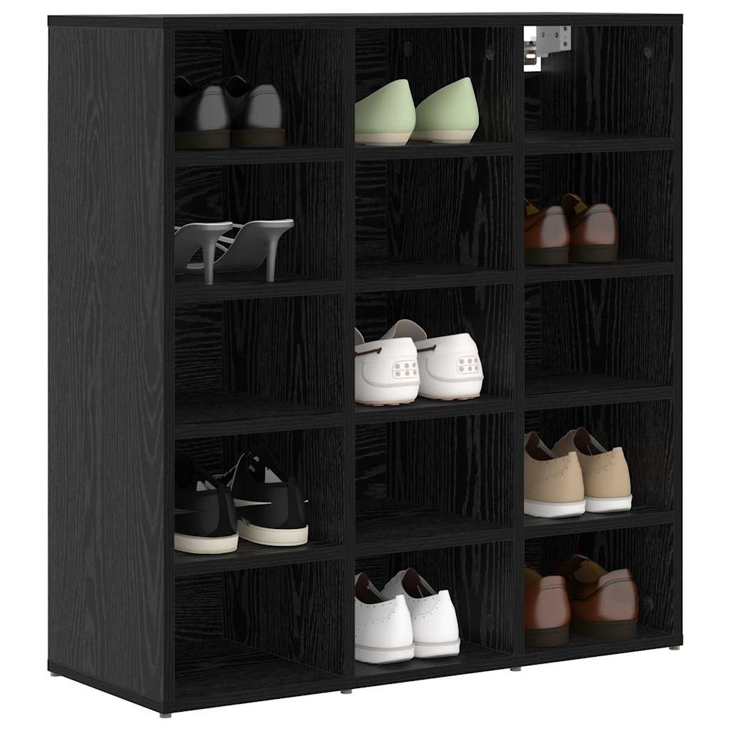 Vidaxl schoenenkast zwart eiken 77,5 x 30 x 83,5 cm bewerkt hout