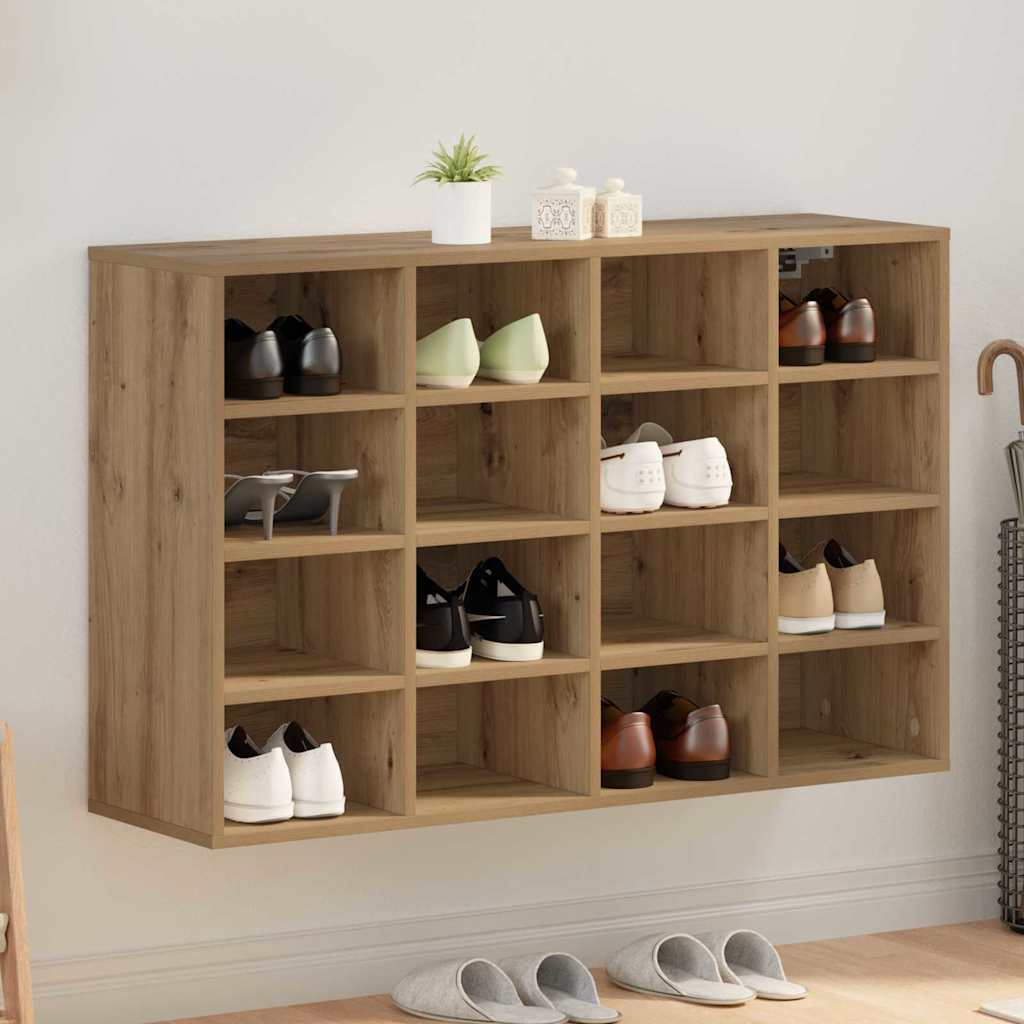 Vidaxl schoenenkast artisan eiken 103 x 30 x 67 cm bewerkt hout