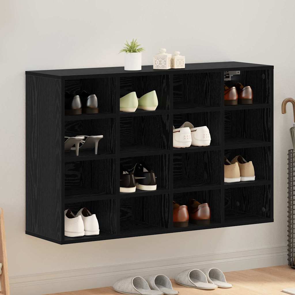 Vidaxl schoenenkast zwart eiken 103 x 30 x 67 cm bewerkt hout