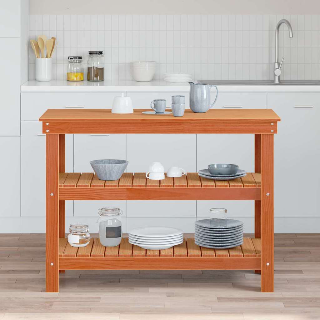 Vidaxl werkbank wasbruin 110,5 x 50 x 80 cm massief grenenhout