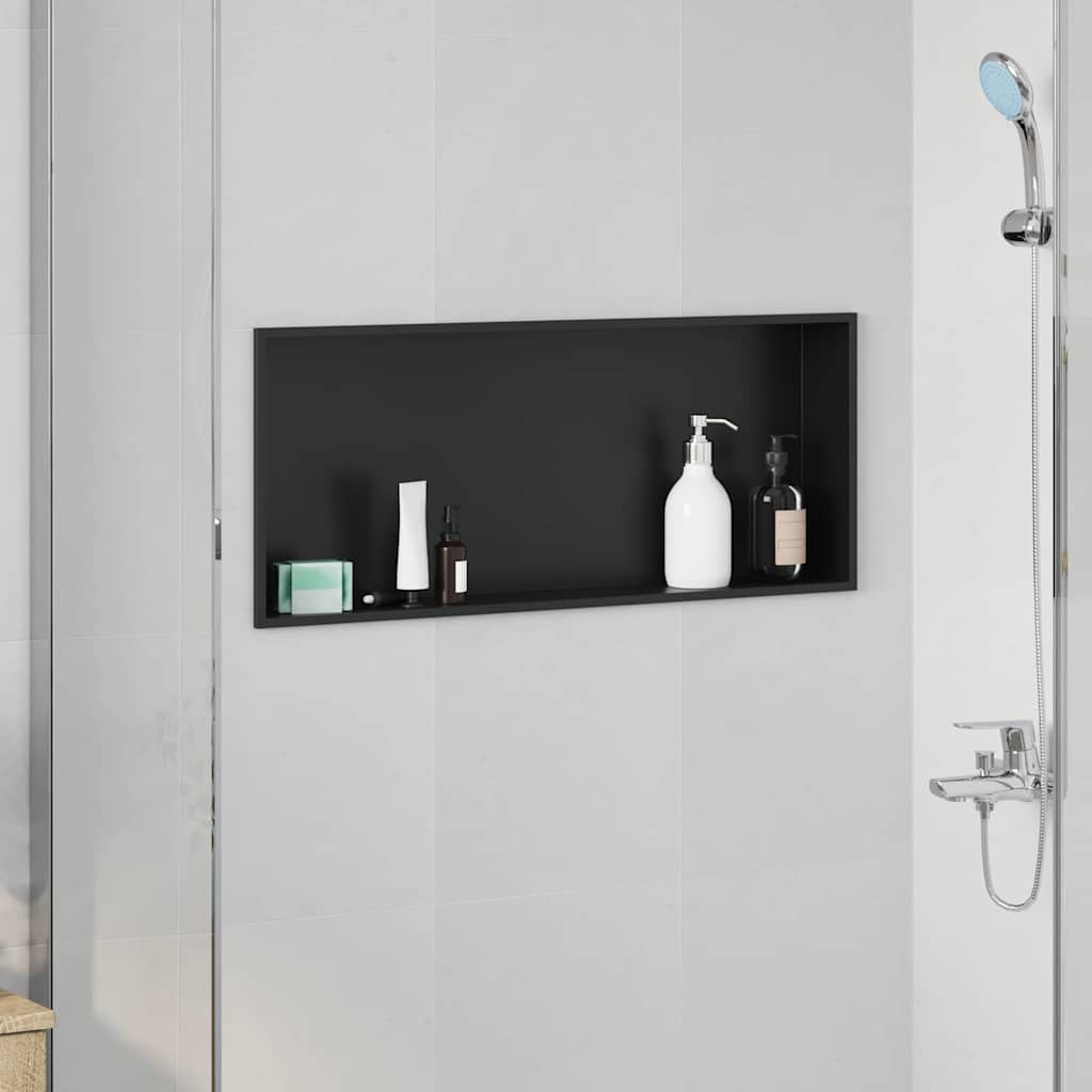 Nicho de ducha VidaXL negro 75 x 30 x 9,5 cm acero inoxidable