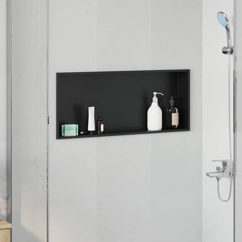 Nicho de ducha VidaXL negro 75 x 30 x 9,5 cm acero inoxidable