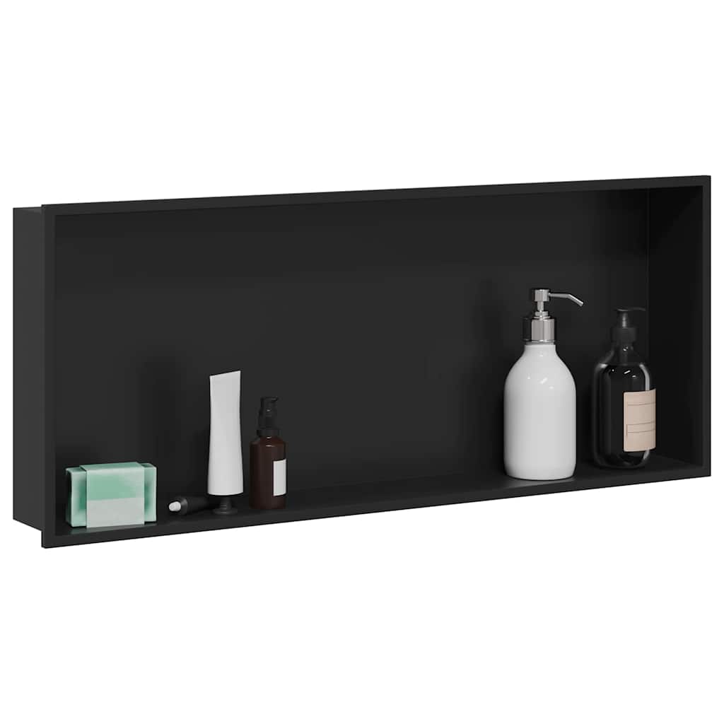 Nicho de ducha VidaXL negro 75 x 30 x 9,5 cm acero inoxidable