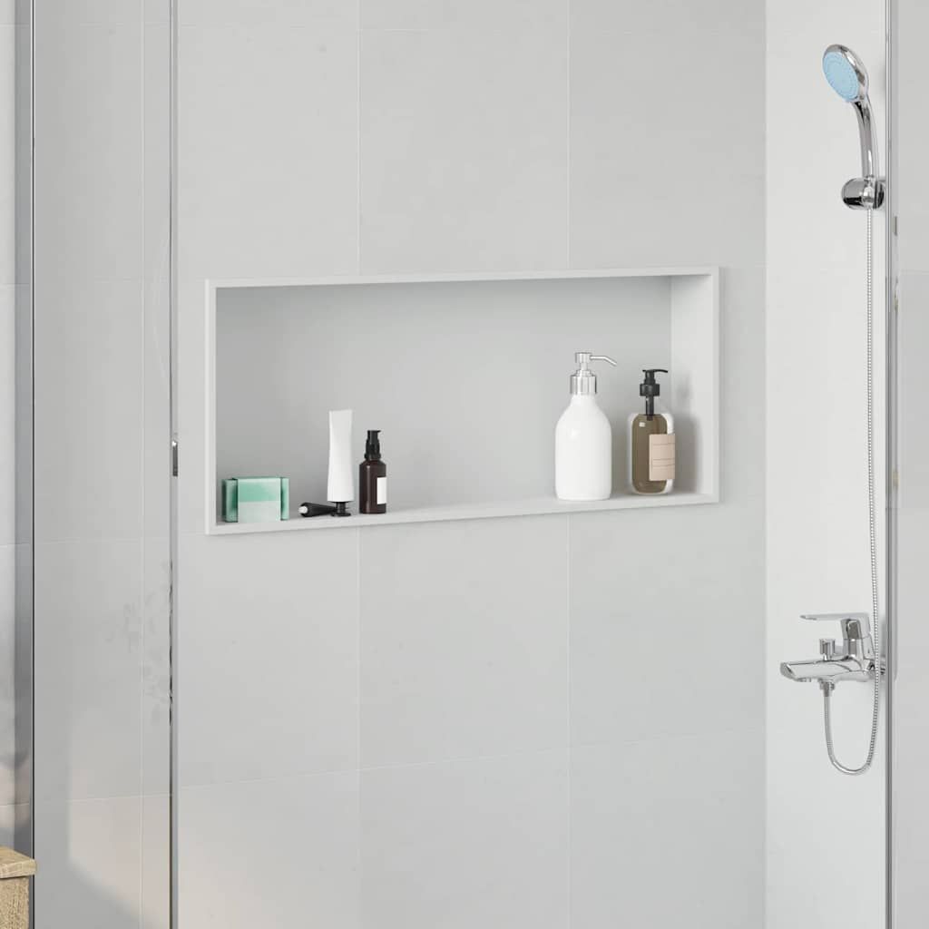 Vidaxl douche niche wit 75 x 30 x 9,5 cm roestvrij staal