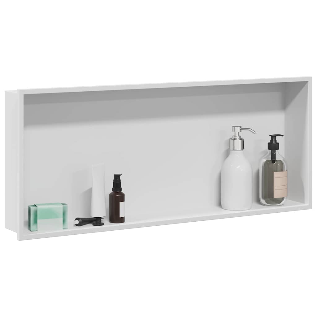 Vidaxl douche niche wit 75 x 30 x 9,5 cm roestvrij staal