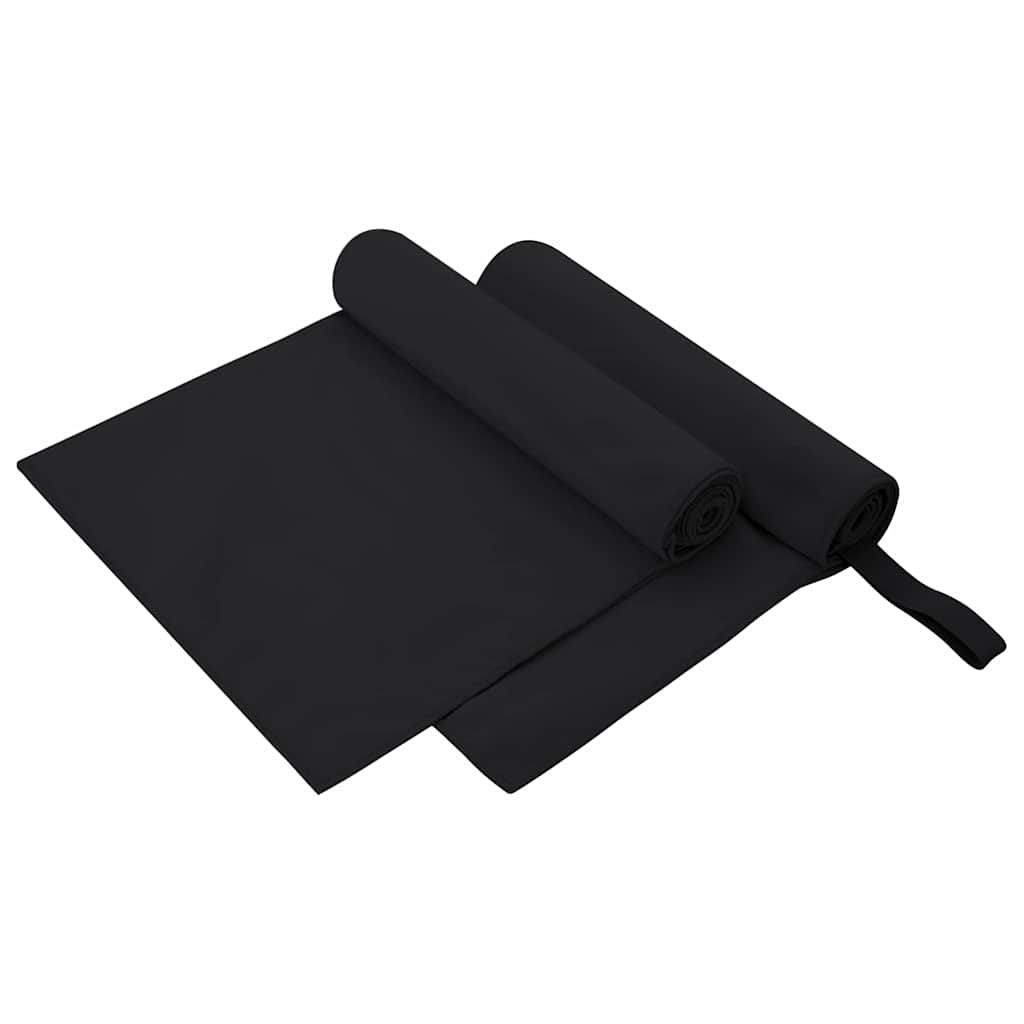 Vidaxl sporthanddoeken 2 pcs zwart 100 x 50 cm polyester en polyamide