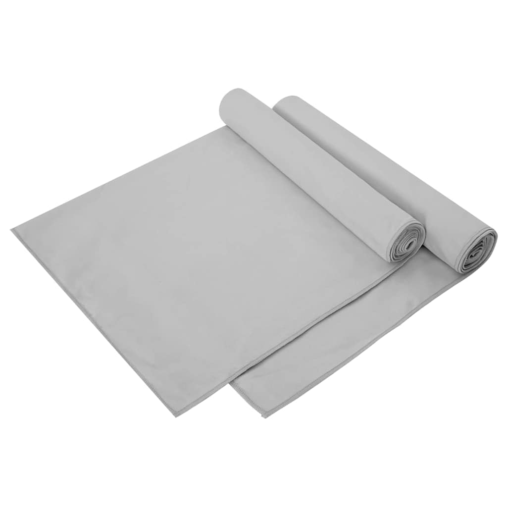 Vidaxl sporthanddoeken 2 pcs grijs 140 x 70 cm polyester en polyamide